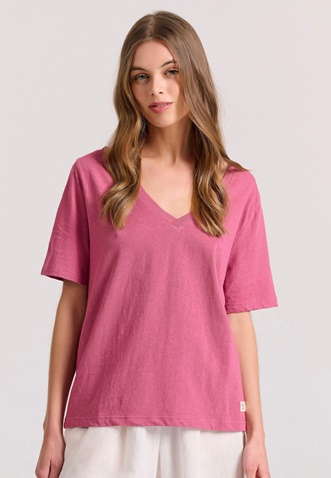 FUNKY BUDDHA-Γυναικείο t-shirt  FUNKY BUDDHA FBL009-176-04 ροζ