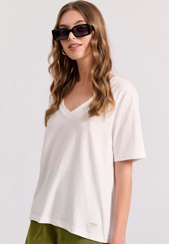 FUNKY BUDDHA-Γυναικείο t-shirt  FUNKY BUDDHA FBL009-176-04 λευκό