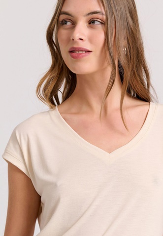 FUNKY BUDDHA-Γυναικείο t-shirt FUNKY BUDDHA FBL009-107-04 μπεζ