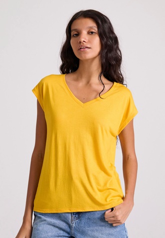 FUNKY BUDDHA-Γυναικείο t-shirt FUNKY BUDDHA FBL009-107-04 κίτρινο