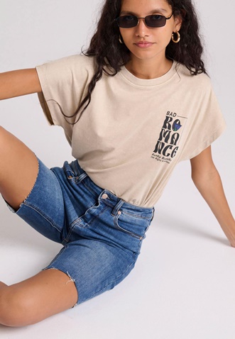FUNKY BUDDHA-Γυναικείο τζιν βερμούδα FUNKY BUDDHA FBL009-162-03 μπλε