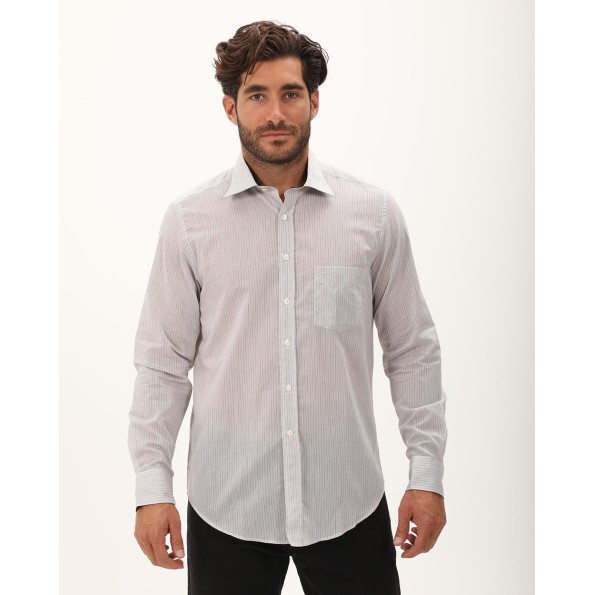 Ανδρικό πουκάμισο DORS 1005043 λευκό γκρι ριγέ