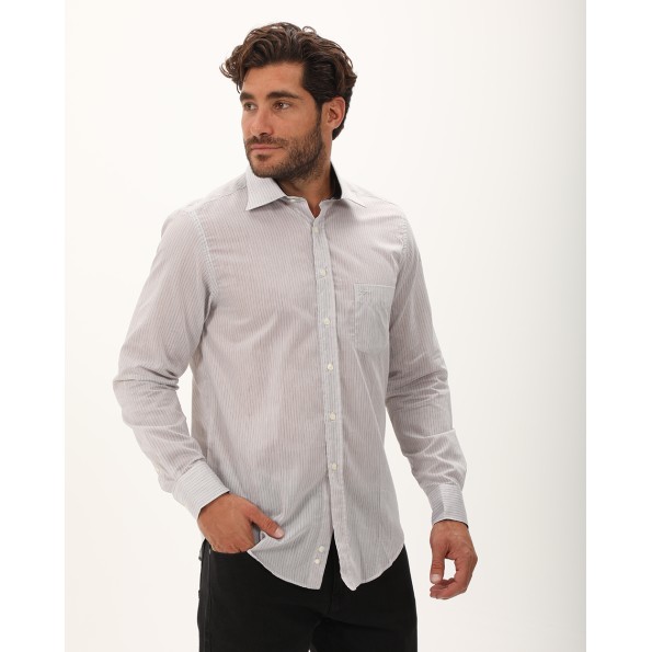 Ανδρικό πουκάμισο DORS 1005043 λευκό γκρι ριγέ Ανδρικά