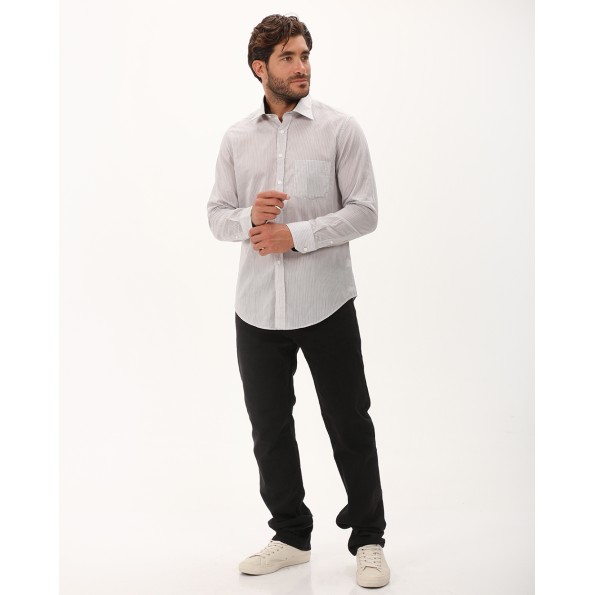 Ανδρικό πουκάμισο DORS 1005043 λευκό γκρι ριγέ Ανδρικά
