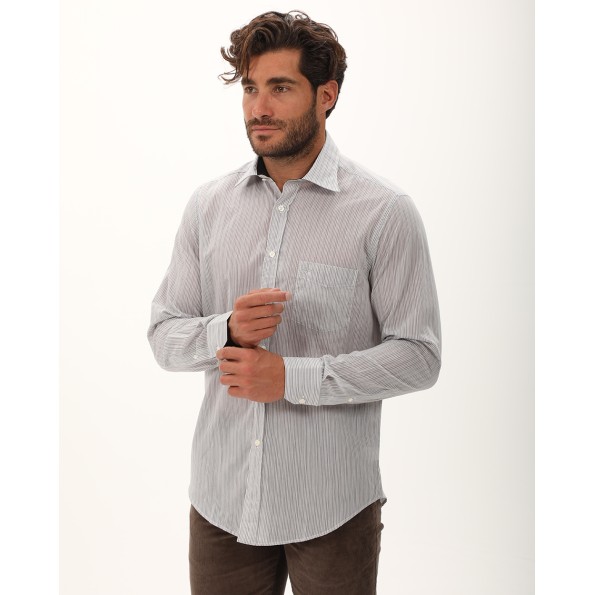 Ανδρικό πουκάμισο DORS 1005043 λευκό γκρι ριγέ Ανδρικά