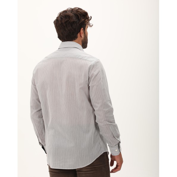 Ανδρικό πουκάμισο DORS 1005043 λευκό γκρι ριγέ Ανδρικά