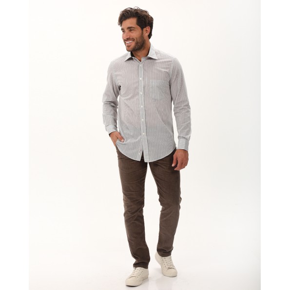 Ανδρικό πουκάμισο DORS 1005043 λευκό γκρι ριγέ Ανδρικά