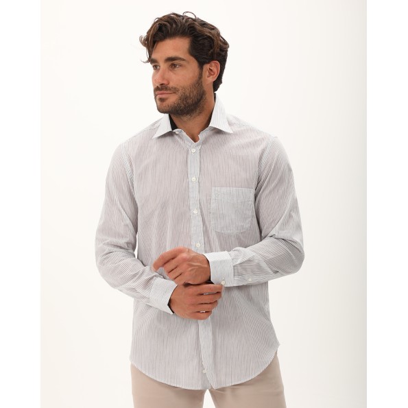 Ανδρικό πουκάμισο DORS 1005043 λευκό γκρι ριγέ Ανδρικά