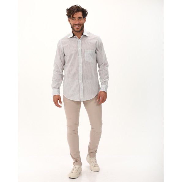 Ανδρικό πουκάμισο DORS 1005043 λευκό γκρι ριγέ Ανδρικά
