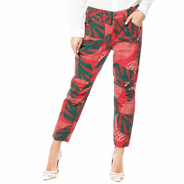 Γυναικείο παντελόνι G-STAR RAW 5622 Elwood X25 3D Boyfriend κόκκινο με print