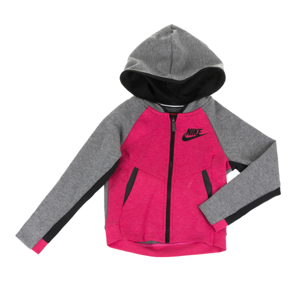 Παιδική φλις ζακέτα NIKE KIDS NSWTCH FLC HOODIE γκρι- ροζ
