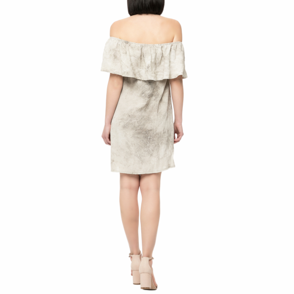 Γυναικείο μίνι off the shoulder φόρεμα LA DOLLS εκρού Γυναικεία