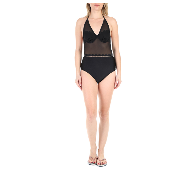 Γυναικείο ολόσωμο μαγιό TED BAKER  KESIA SCALLOP MESH μαύρο
