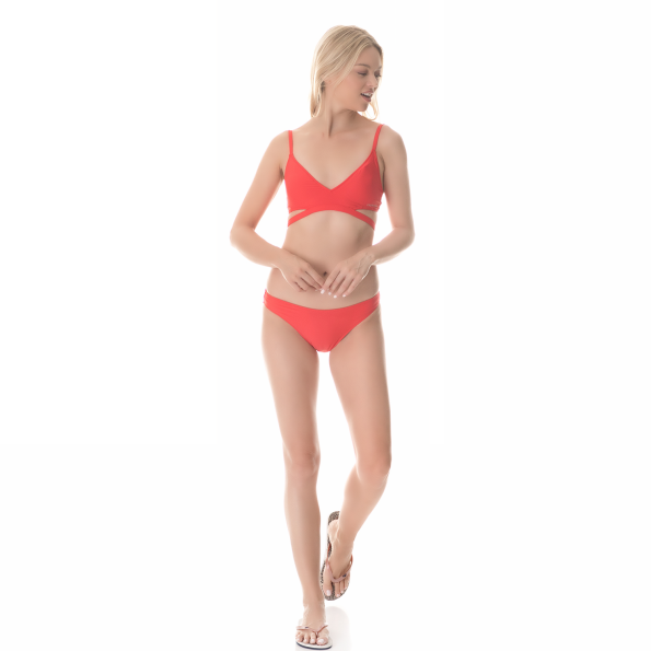 Γυναικείο μαγιό τοπ CK UNDERWEAR TRIANGLE BRALETTE-RP κόκκινο
