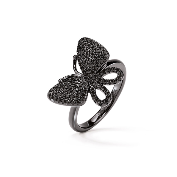 Γυναικείο ασημένιο δαχτυλίδι Folli Follie Wonderfly Black Flash Plated 