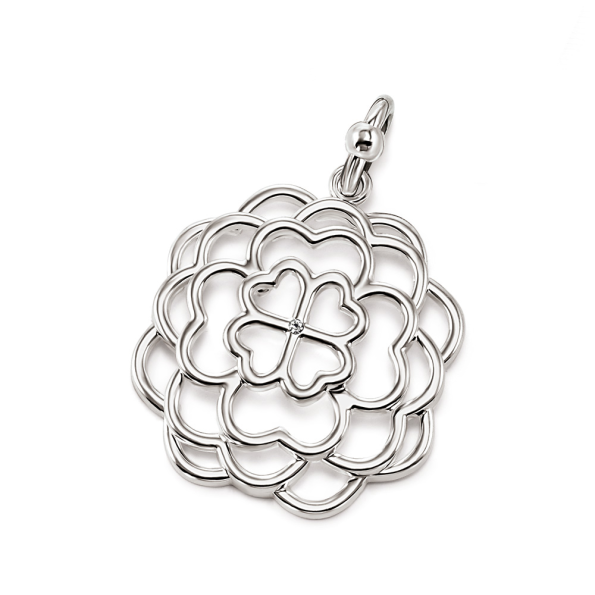 Γυναικείο oversized  pendant FOLLI FOLLIE SANTORINI FLOWER από επαργυρωμένο ατσάλι