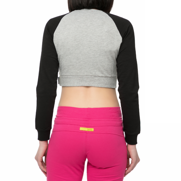 Γυναικεία crop ζακέτα Bodytalk COLORUPW γκρι-μαύρη Γυναικεία
