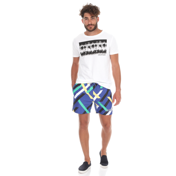 Ανδρικό μαγιό σορτς CK UNDERWEAR MEDIUM DRAWSTRING-CS μπλε κίτρινο
