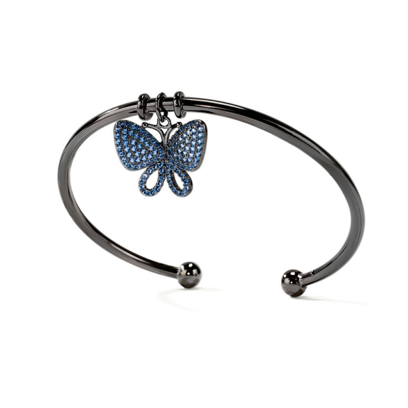 Γυναικείο σταθερό βραχιόλι FOLLI FOLLIE Wonderfly Black Flash Plated από ασήμι 925