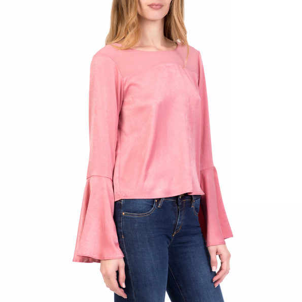 Γυναικεία μακρυμάνικη μπλούζα με βολάν TEMPERLIA SILVIAN HEACH ροζ Γυναικεία