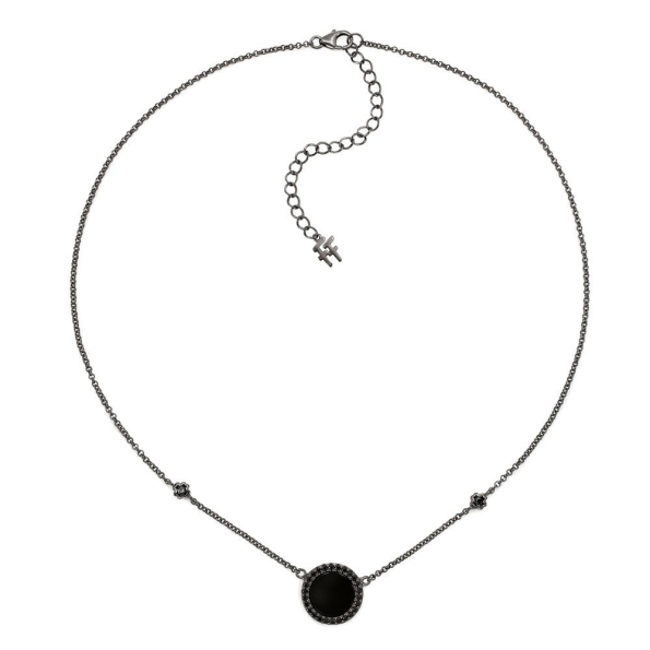 Γυναικείο κοντό κολιέ FOLLI FOLLIE Heart4Heart Mirrors Silver 925 Black Plated 