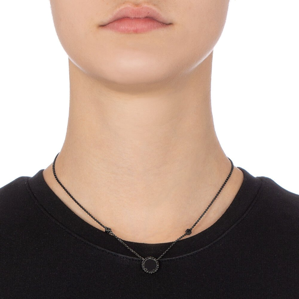 Γυναικείο κοντό κολιέ FOLLI FOLLIE Heart4Heart Mirrors Silver 925 Black Plated  Γυναικεία