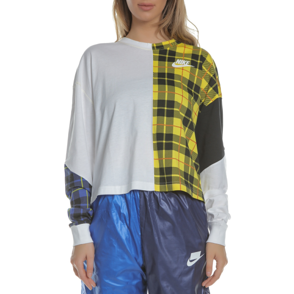 Γυναικεία μπλούζα NIKE PLAID λευκή