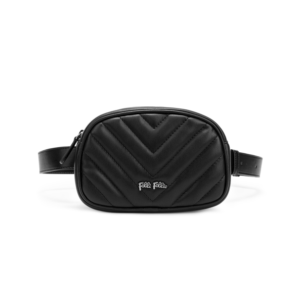Γυναικεία τσάντα μέσης FOLLI FOLLIE STYLE ROW μαύρη Γυναικεία