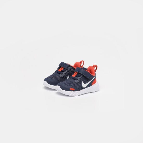 Παιδικά αθλητικά παπούτσια BQ5673 NIKE REVOLUTION 5 (TDV) μπλε πορτοκαλί Παιδικά