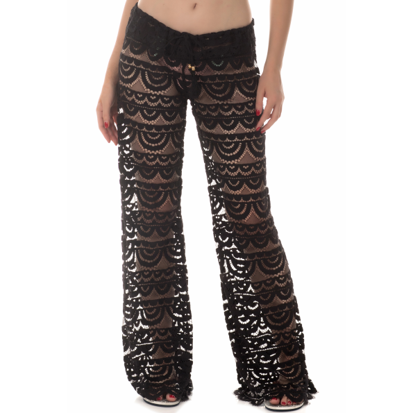 Γυναικεία παντελόνα PILYQ MALIBU LACE μαύρη