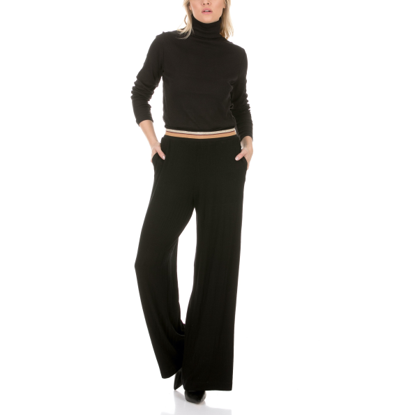 Γυναικεία μπλούζα ζιβάγκο COTTON CANDY RIB TURTLENECK μαύρη Γυναικεία