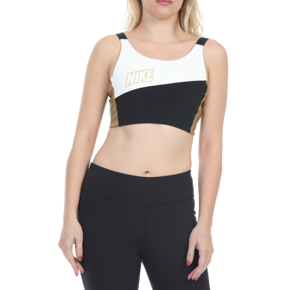 Γυναικείο μπουστάκι  NIKE SWOOSH MTLC LOGO BRA PAD λευκό-μαύρο