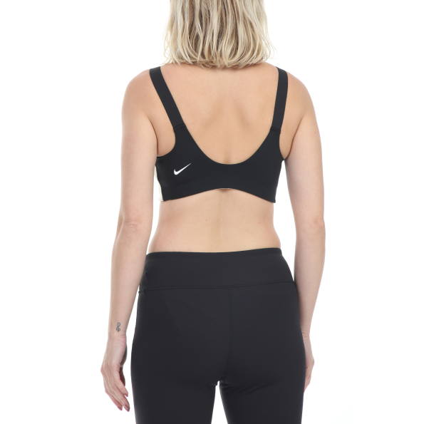Γυναικείο μπουστάκι  NIKE SWOOSH MTLC LOGO BRA PAD λευκό-μαύρο Γυναικεία