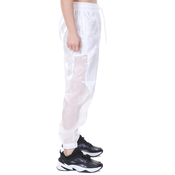 Γυναικείο παντελόνι φόρμας NIKE NSW AIR PANT SHEEN λευκό Γυναικεία