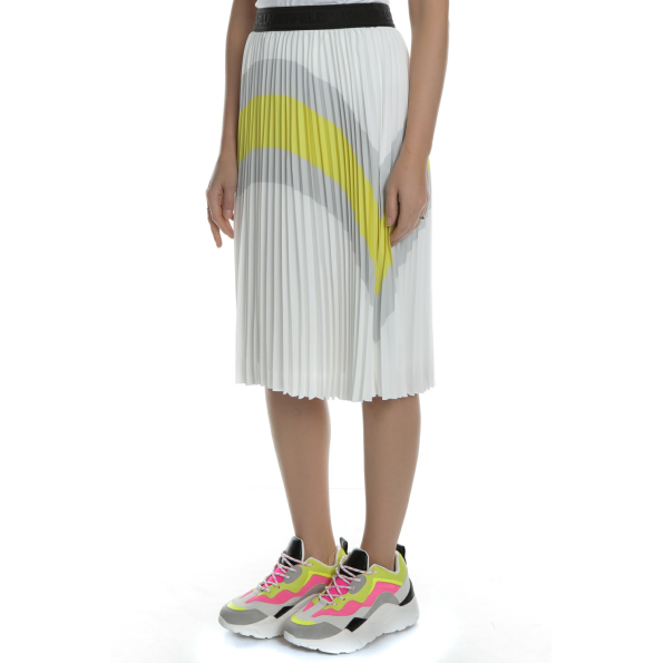 Γυναικεία midi πλισέ φούστα KARL LAGERFELD Colourblock λευκή κίτρινη Γυναικεία