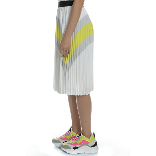 Γυναικεία midi πλισέ φούστα KARL LAGERFELD Colourblock λευκή κίτρινη Γυναικεία