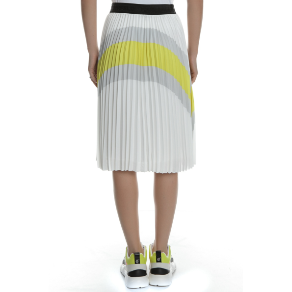Γυναικεία midi πλισέ φούστα KARL LAGERFELD Colourblock λευκή κίτρινη Γυναικεία