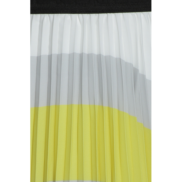 Γυναικεία midi πλισέ φούστα KARL LAGERFELD Colourblock λευκή κίτρινη Γυναικεία