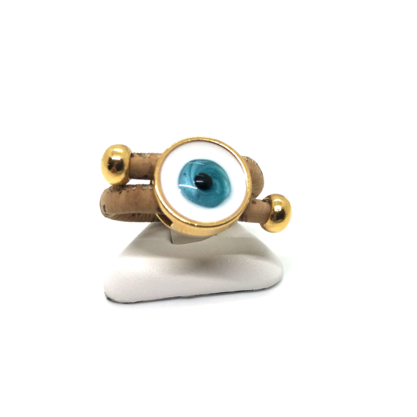 Γυναικείο δαχτυλίδι APOXYLO 962 EYE BLUE μπλε λευκό σμάλτο