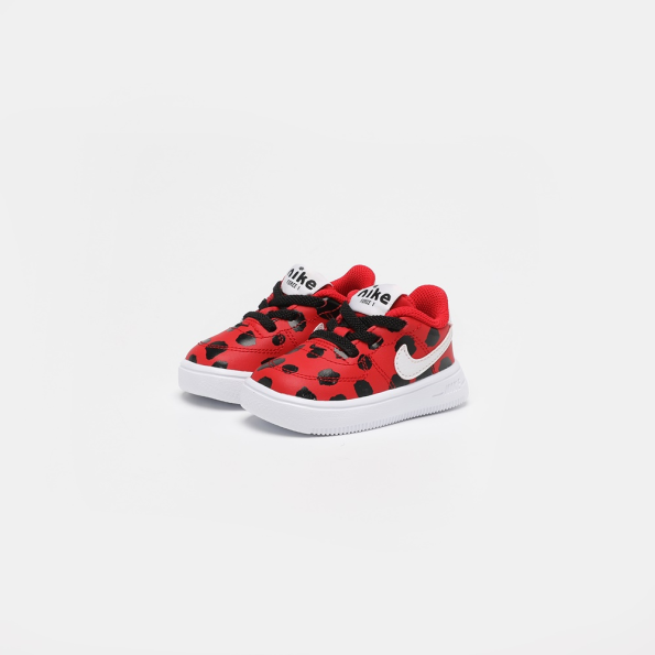 Βρεφικά αθλητικά παπούτσια NIKE DC8203 FORCE 1 18 SE (TD) κόκκινα μαύρα Παιδικά