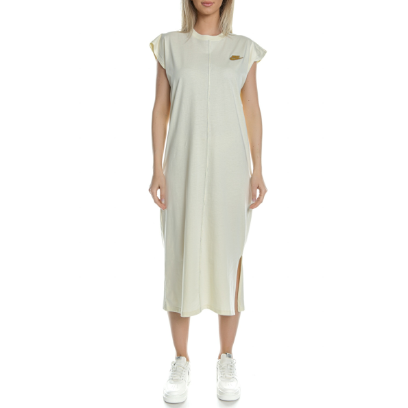 Γυναικείο midi φόρεμα NIKE CZ9247 W NSW DRESS EARTH DAY FT κίτρινο μπεζ