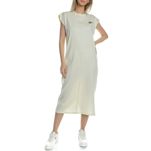 Γυναικείο midi φόρεμα NIKE CZ9247 W NSW DRESS EARTH DAY FT κίτρινο μπεζ Γυναικεία