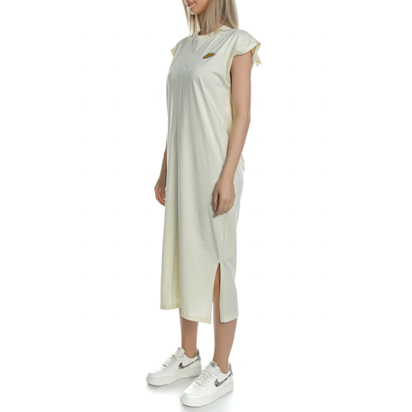 Γυναικείο midi φόρεμα NIKE CZ9247 W NSW DRESS EARTH DAY FT κίτρινο μπεζ Γυναικεία