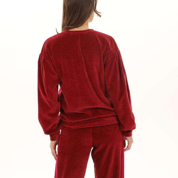 Γυναικεία βελουτέ μπλούζα WOLM 21AIW054 WOLM BLOUSE μπορντό Γυναικεία