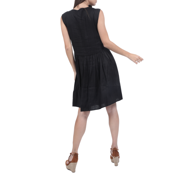 Γυναικείο φόρεμα SUPERDRY TEXTURED DAY DRESS μαύρο Γυναικεία