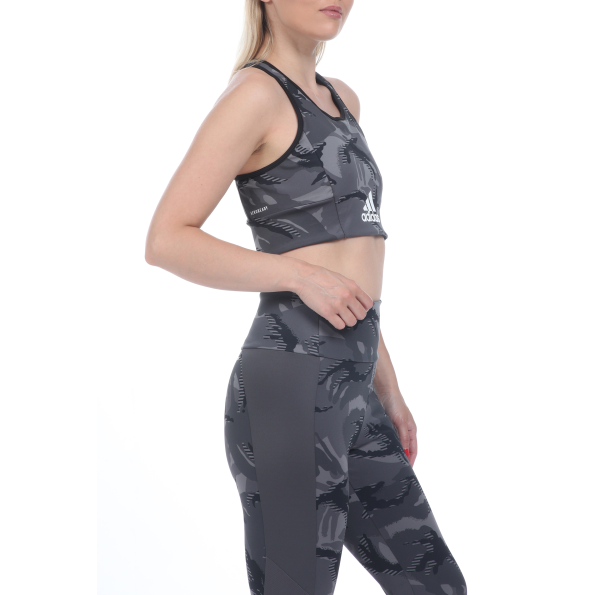 Γυναικείο αθλητικό μπουστάκι adidas Performance CAMO BT γκρι μαύρο Γυναικεία