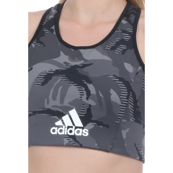 Γυναικείο αθλητικό μπουστάκι adidas Performance CAMO BT γκρι μαύρο Γυναικεία