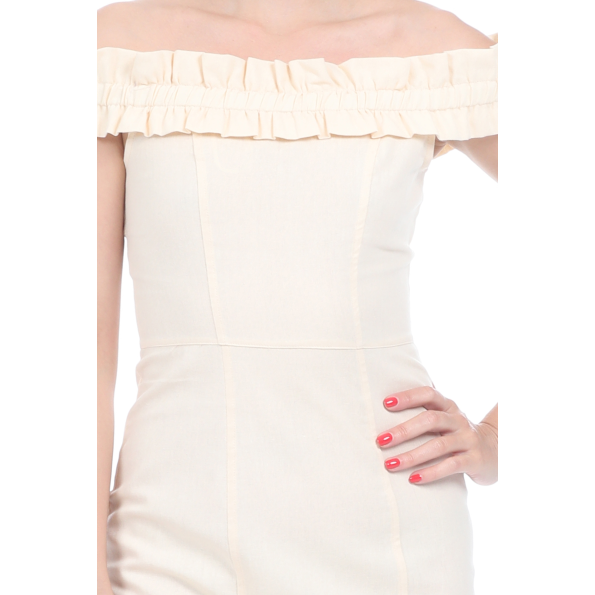 Γυναικείο mini off the shoulder φόρεμα KENDALL  KYLIE μπεζ Γυναικεία