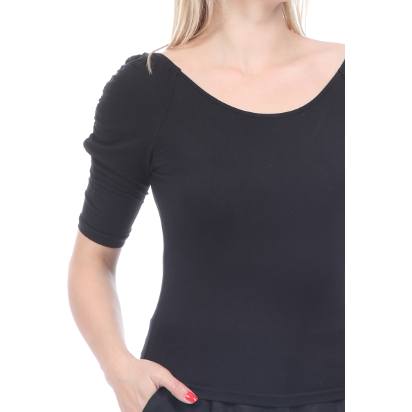 Γυναικεία μπλούζα KENDALL  KYLIE PUFF SLEEVE KNIT μαύρη Γυναικεία