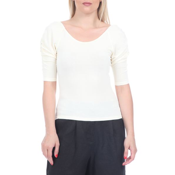 Γυναικεία μπλούζα KENDALL  KYLIE PUFF SLEEVE KNIT μπεζ